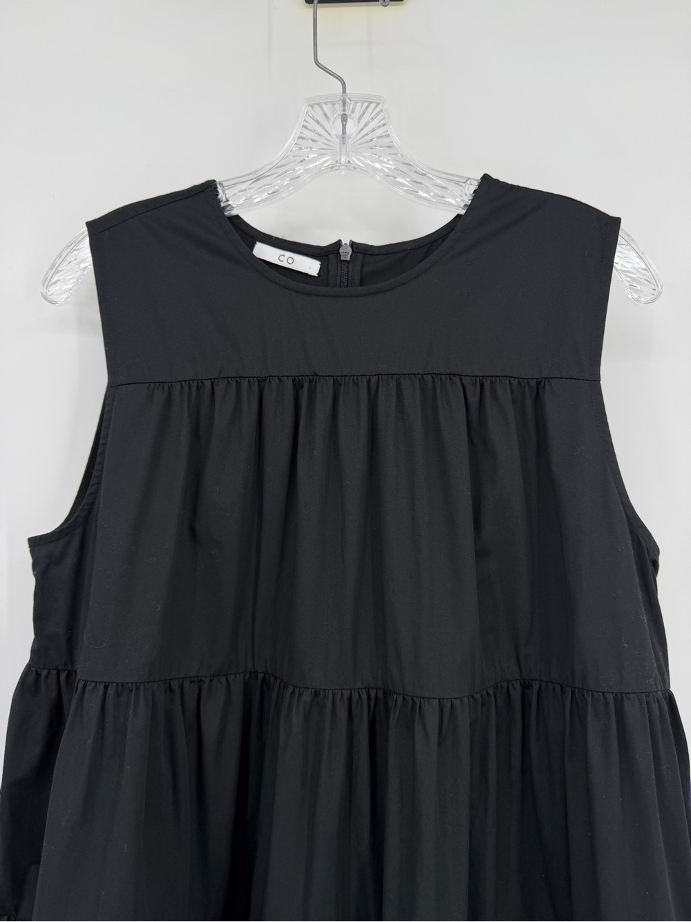 CO Essentials Tiered Midi Dress Sleeveless Cotton Black Size L - Picture 3 of 10